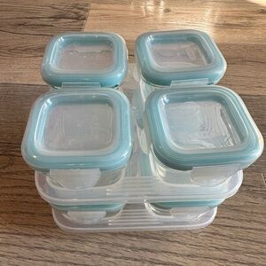 Set of Glass Food Storage Containers with Blue Lids